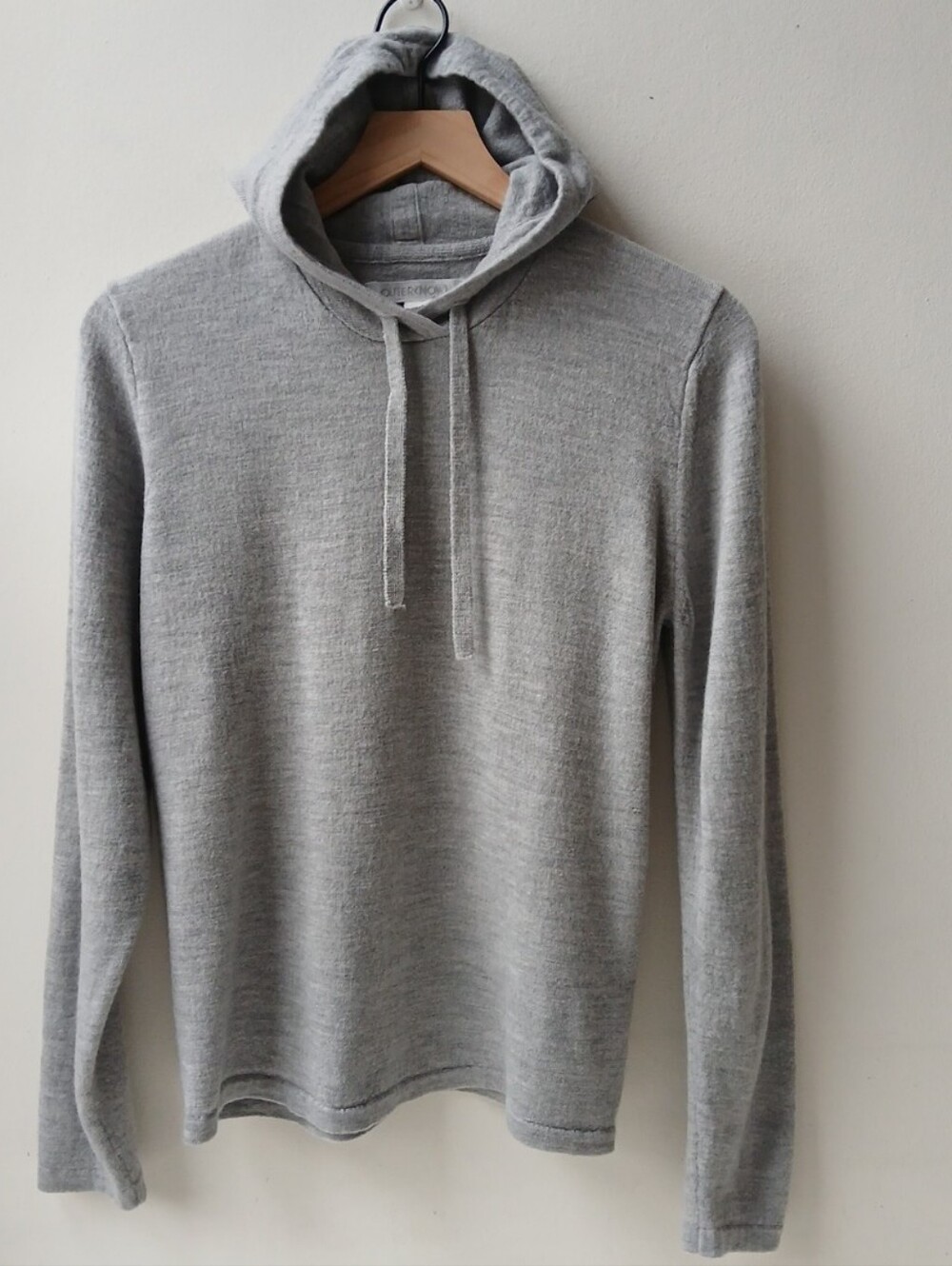 Outerknown Merino Wool Hoodie Sweater Light Gray Unisex Small